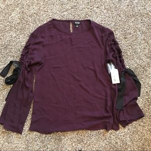 Purple Blouse with Bell sleeve & cutout